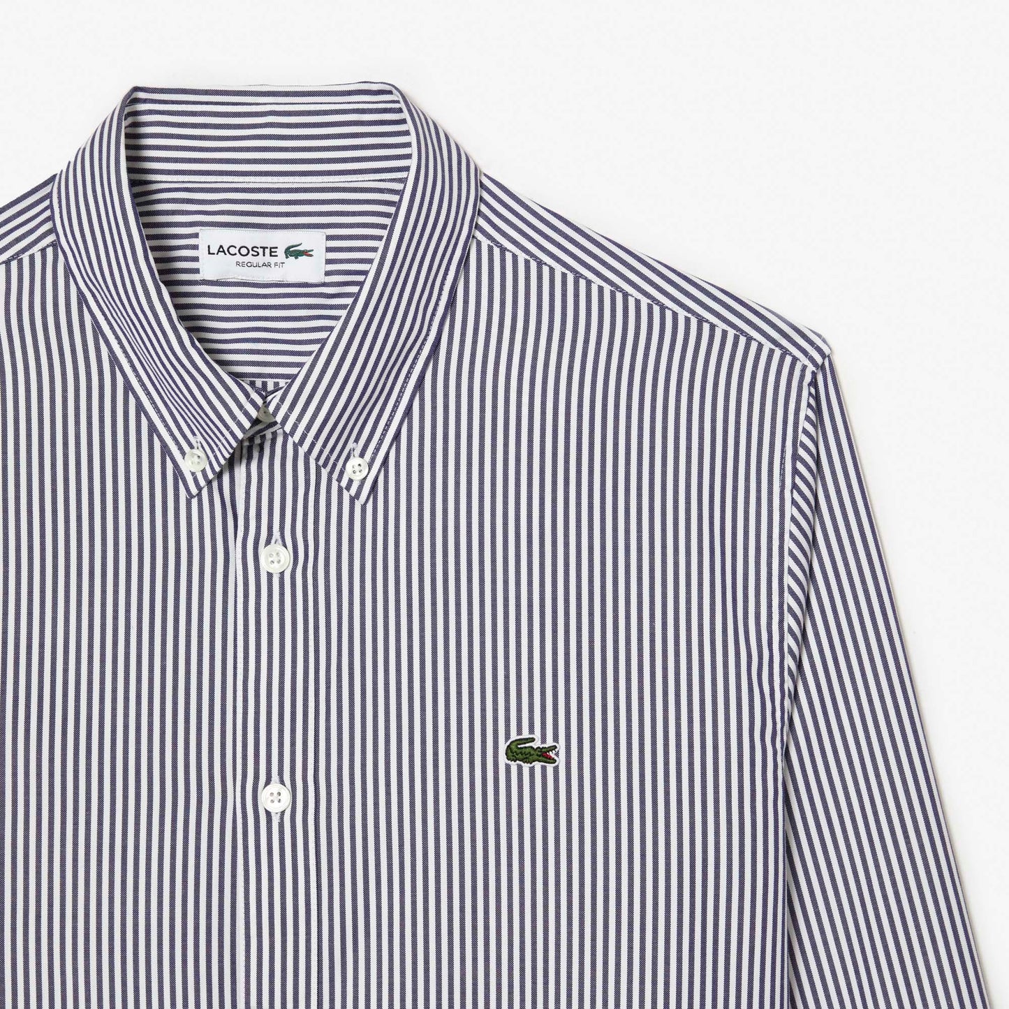 Camicia in Cotone a Righe Manica Lunga Regular Fit Uomo