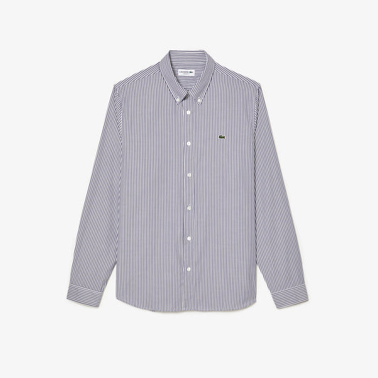 Camicia in Cotone a Righe Manica Lunga Regular Fit Uomo