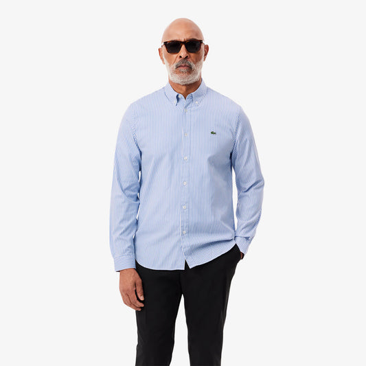 Camicia in Cotone a Righe Manica Lunga Regular Fit Uomo
